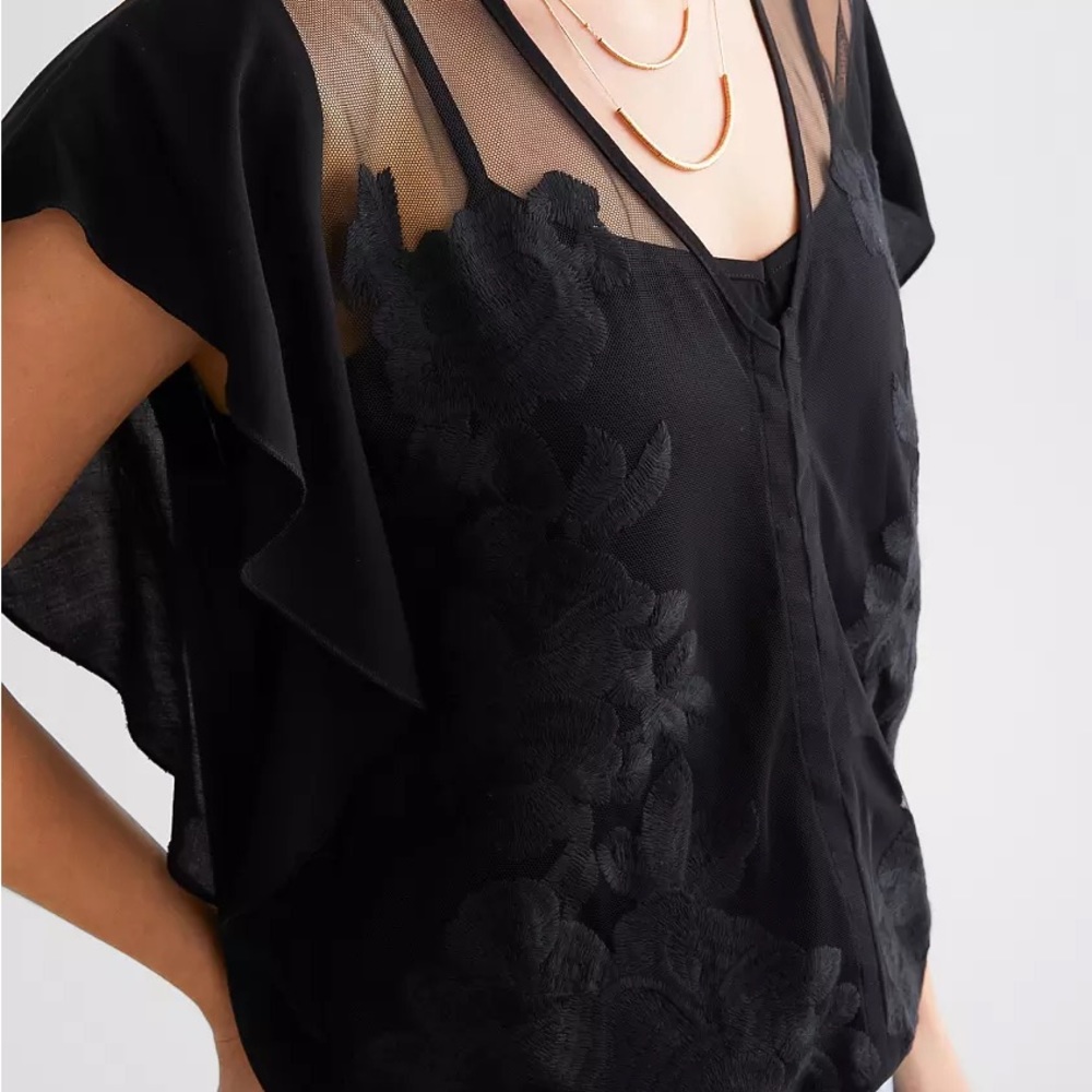 NWOT BKE floral mesh attatched cami banded bottom in small top
